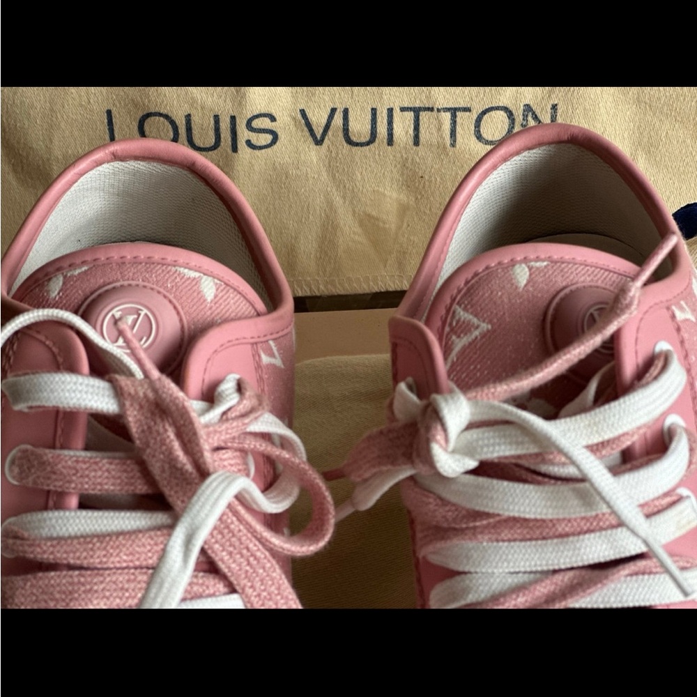 Louis Vuitton Pink and White Women's Sneakers - Picture 8 of 14